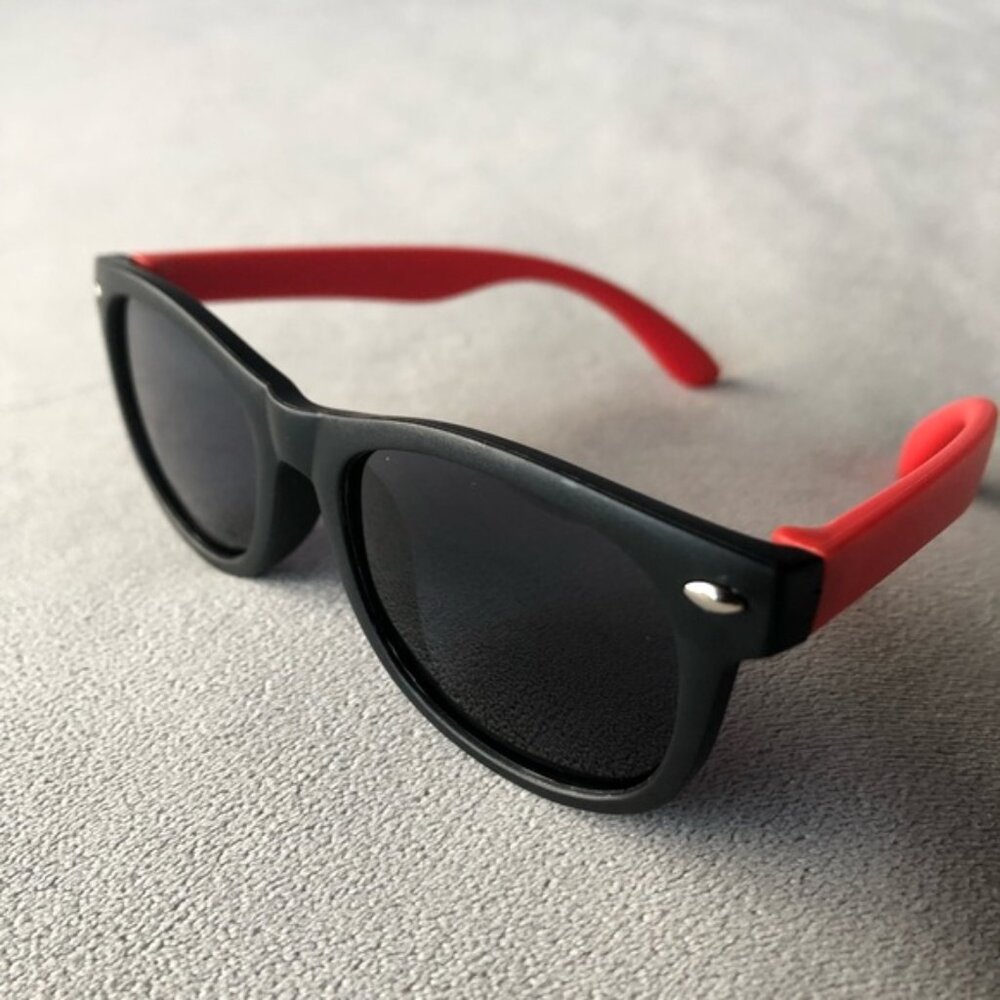 Childrens Sunglasses ~ Black with Red ~ Size Toddler to Child ~ UVA - UVB